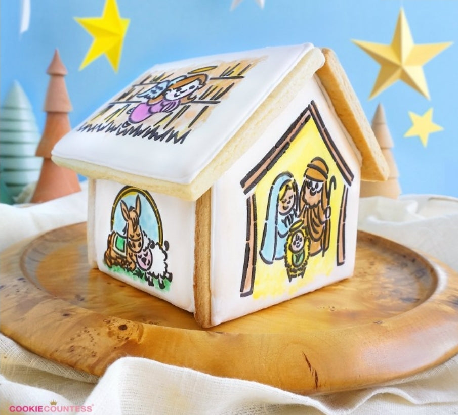 Activité de Maison en Biscuits avec Scène de la Nativité - Nativity Scene Cookie House Activity