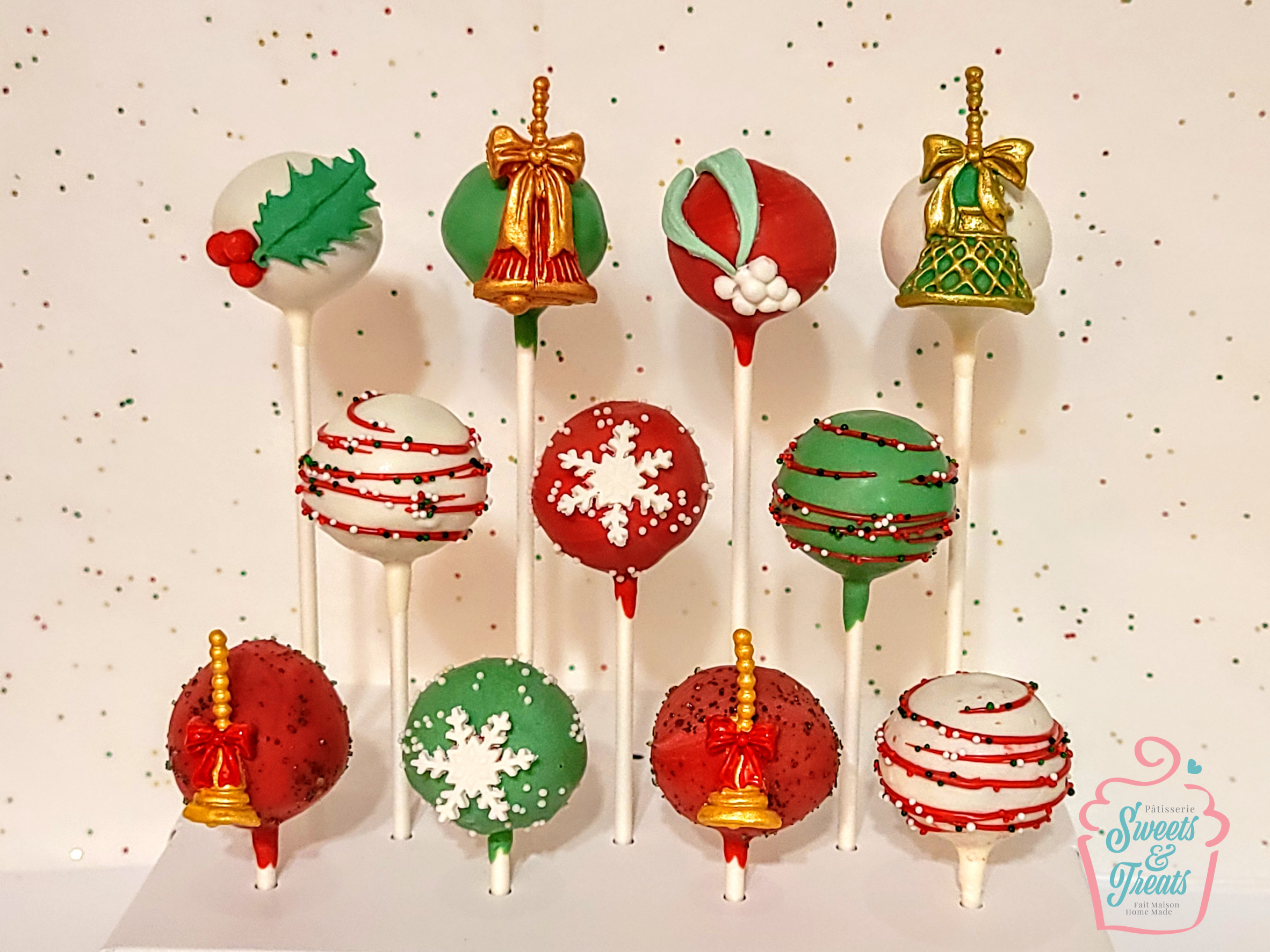 12 Christmas Cake Pops - 12 Cake Pops de Noël